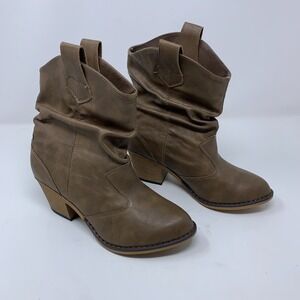 Charles Albert Womens Shoe Size 6 Brown Faux Leather Slouchy Western Boots New